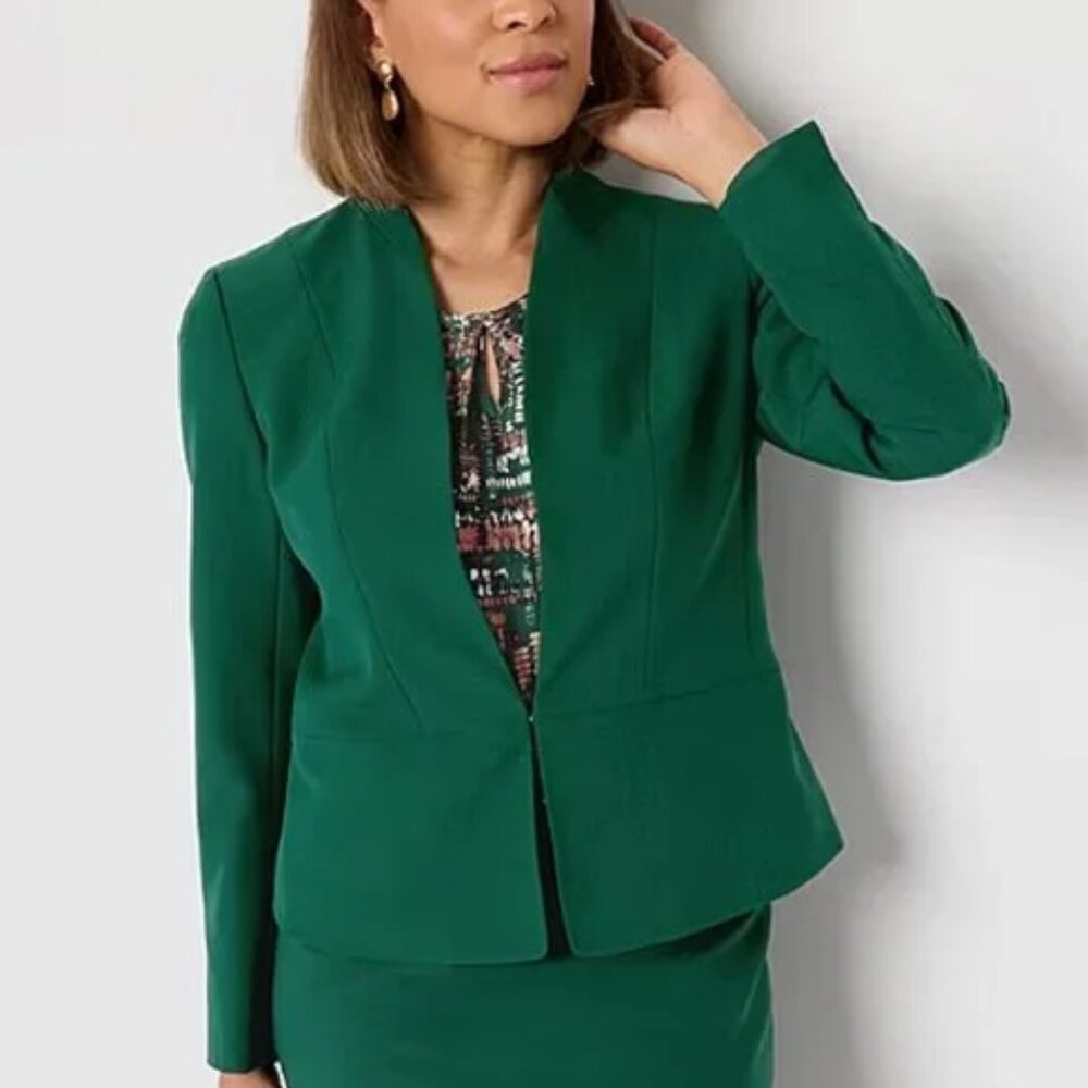 NWT Black Label by Eva-Picone Woman's Classic Fit Suit Jacket, Size 16, Green - Picture 3 of 13